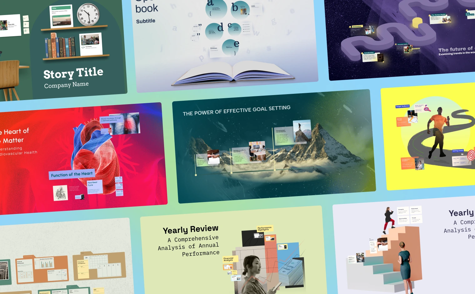 Evolution of Templates — grid of finished template covers
